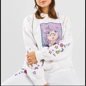 A.Lab Anime Eyes Black Sweater Streetwear Graphic Sweatshirt Anime Size Medium
